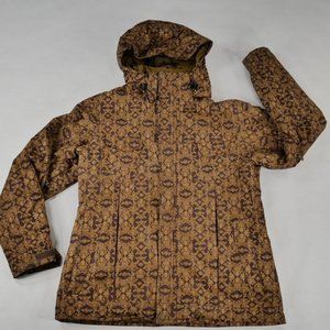 Sims Coat Full Zip Hooded Jacket Ski Snow Damask Brown Parka Womens Large ****